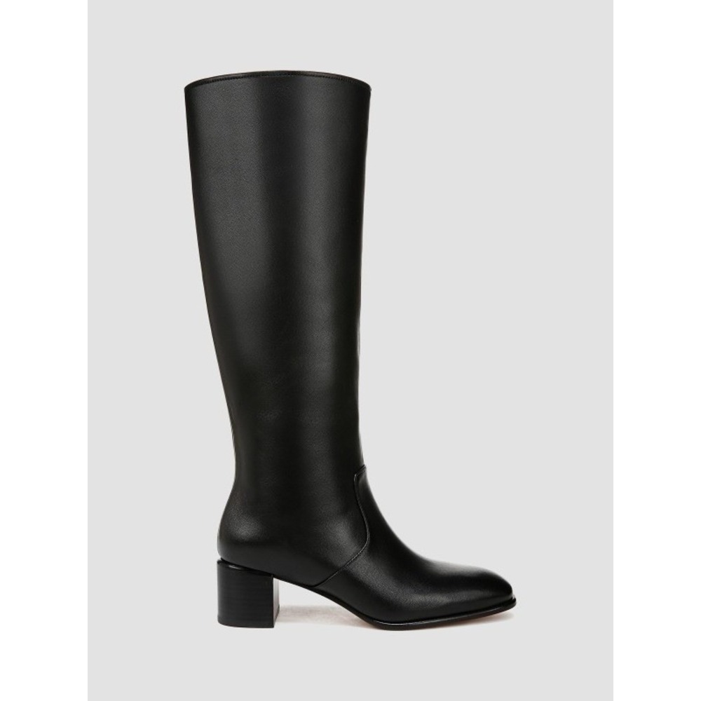 Vince Arabel Tall Knee High Boots Black Leather Side Zip Block Heel US 6 $595